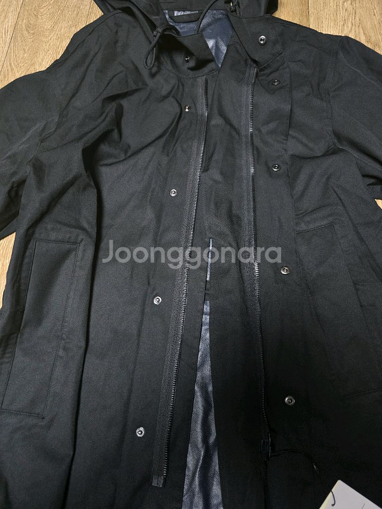 TNGT 레인 후드 트렌치 코트 블랙 새제품 팝니다--2