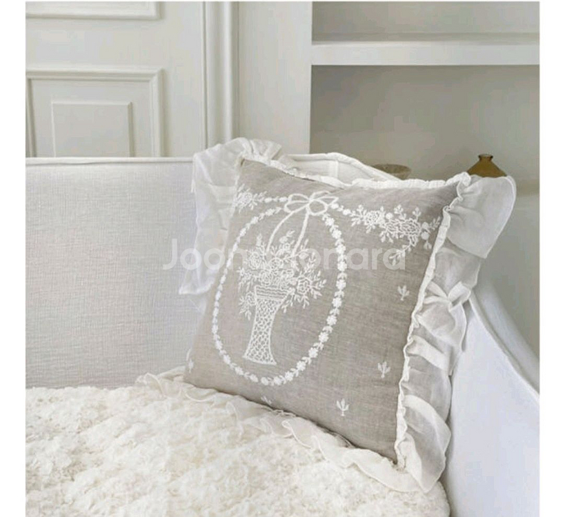 라벨르 엠 자수 쿠션커버 2장--0