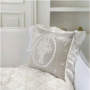 라벨르 엠 자수 쿠션커버 2장