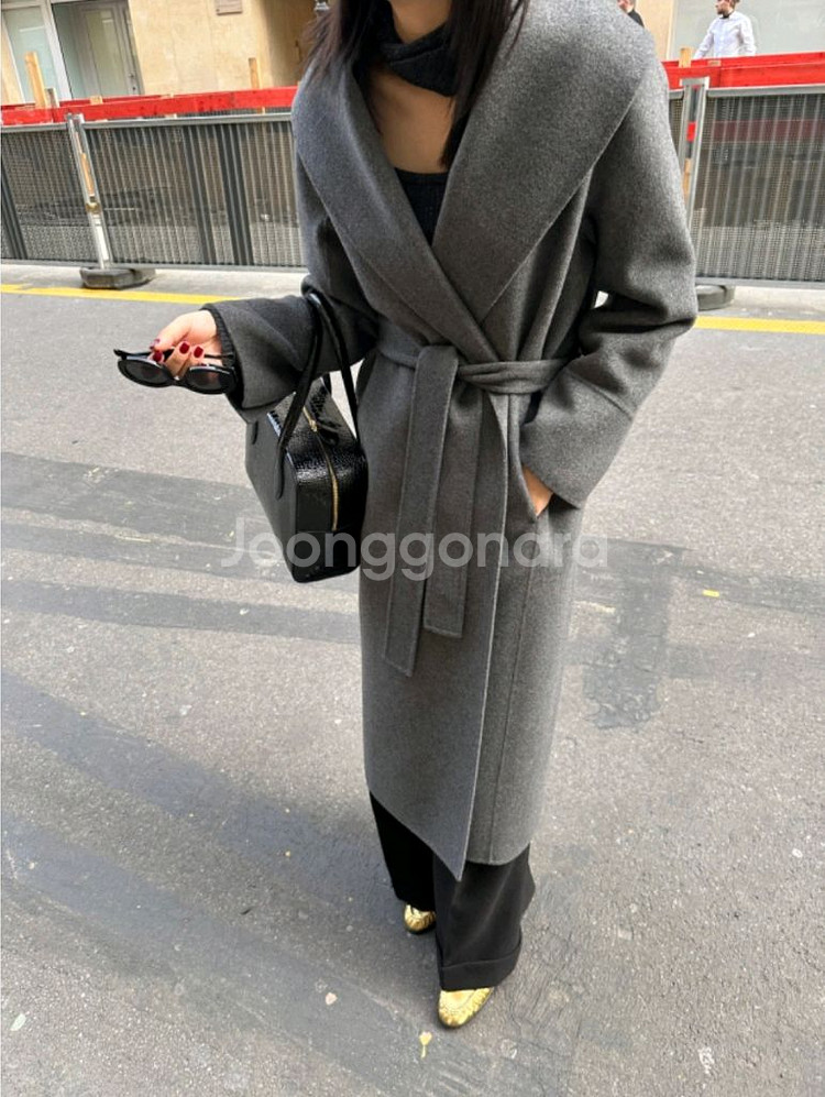 마이아이코 숄 카라 핸드메이드 캘리 코트--8