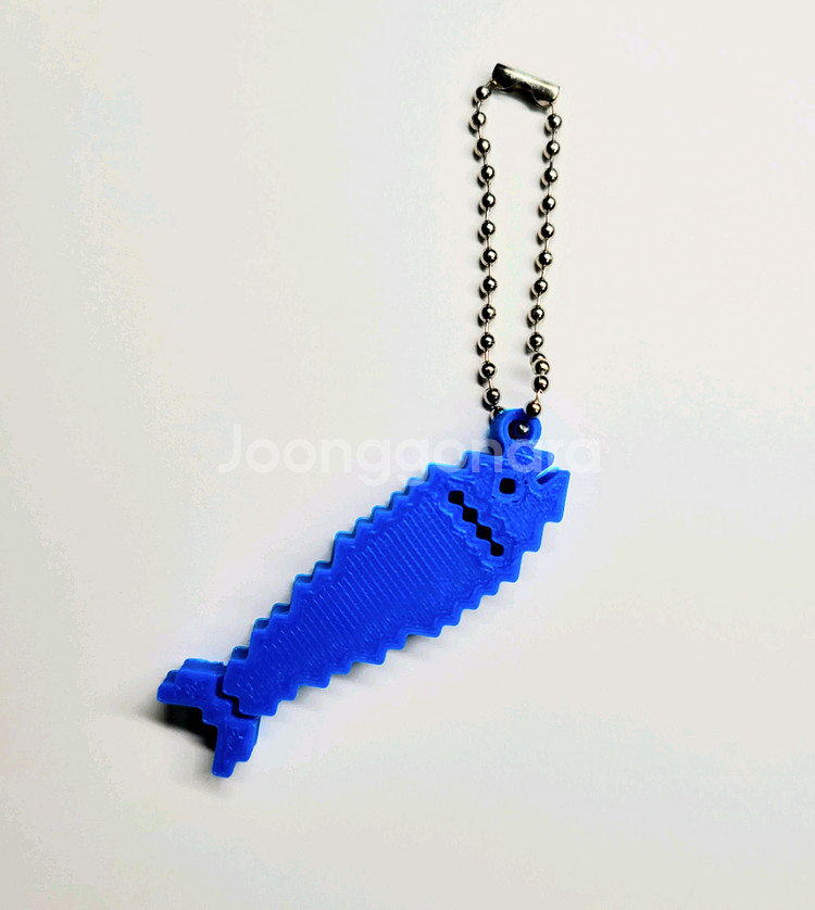 블루 물고기 8비트 키링 키체인--1