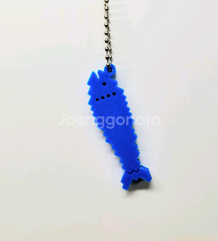 블루 물고기 8비트 키링 키체인--5