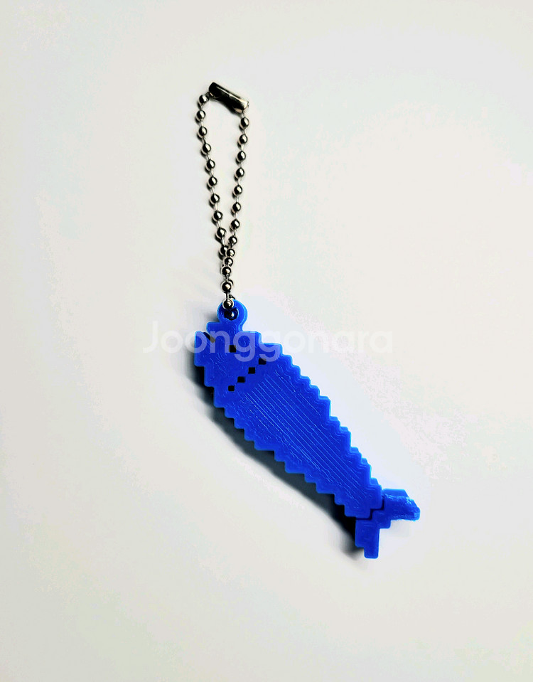 블루 물고기 8비트 키링 키체인--2