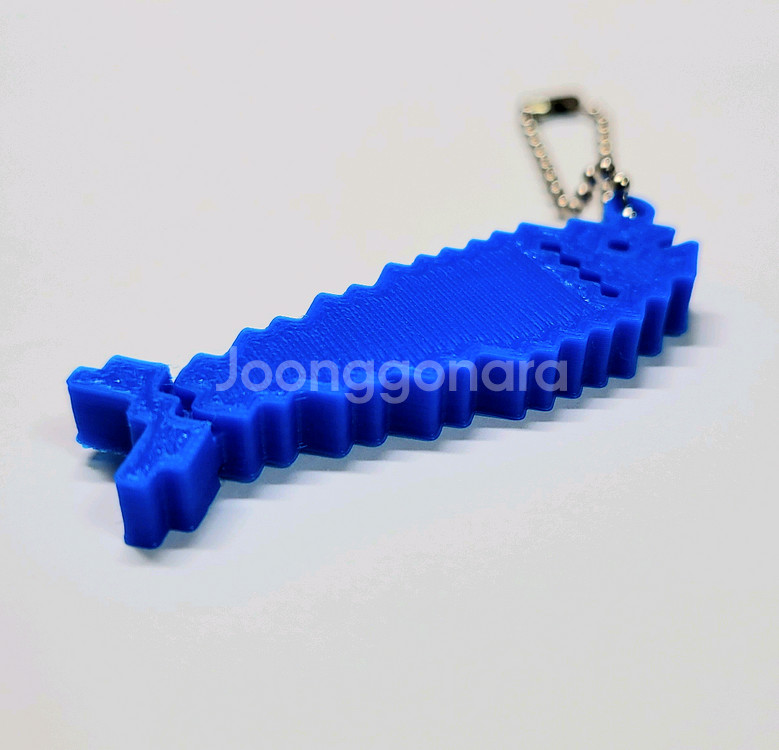 블루 물고기 8비트 키링 키체인--3