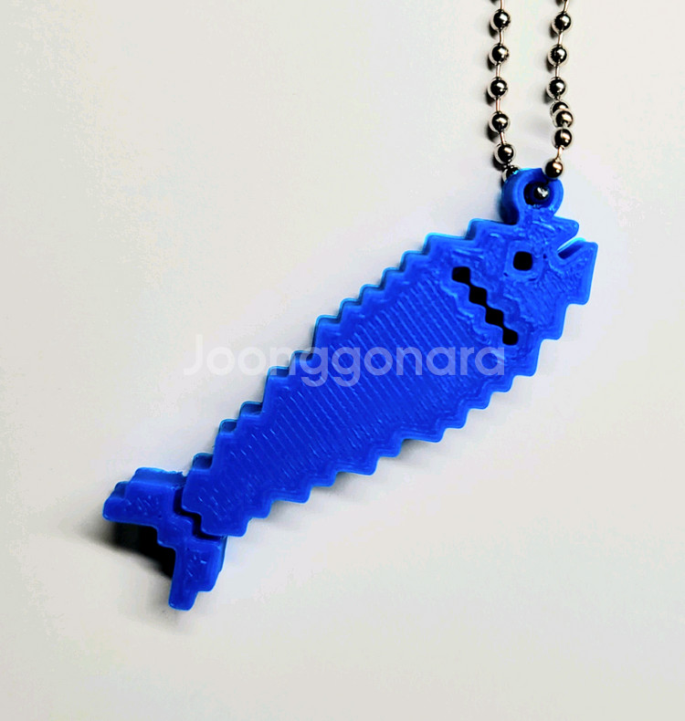 블루 물고기 8비트 키링 키체인--0