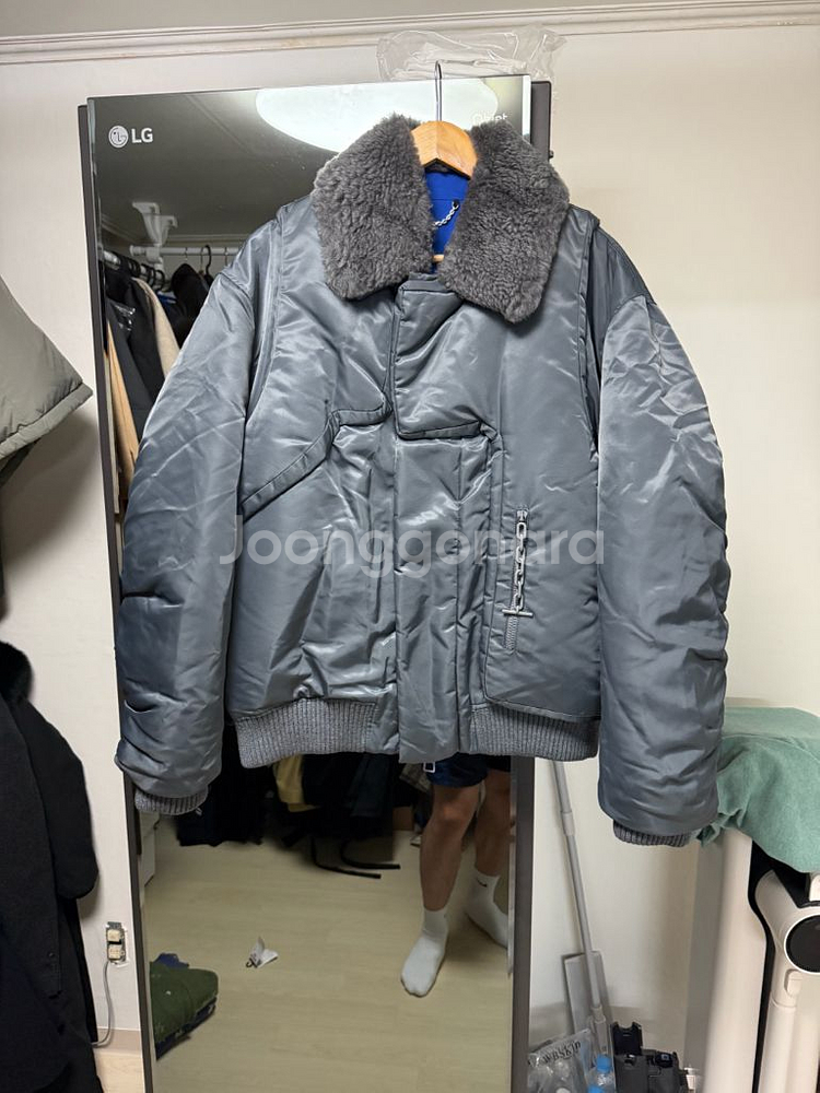 루이비통/양털 카라 디테처블 항공 봄버/50--1