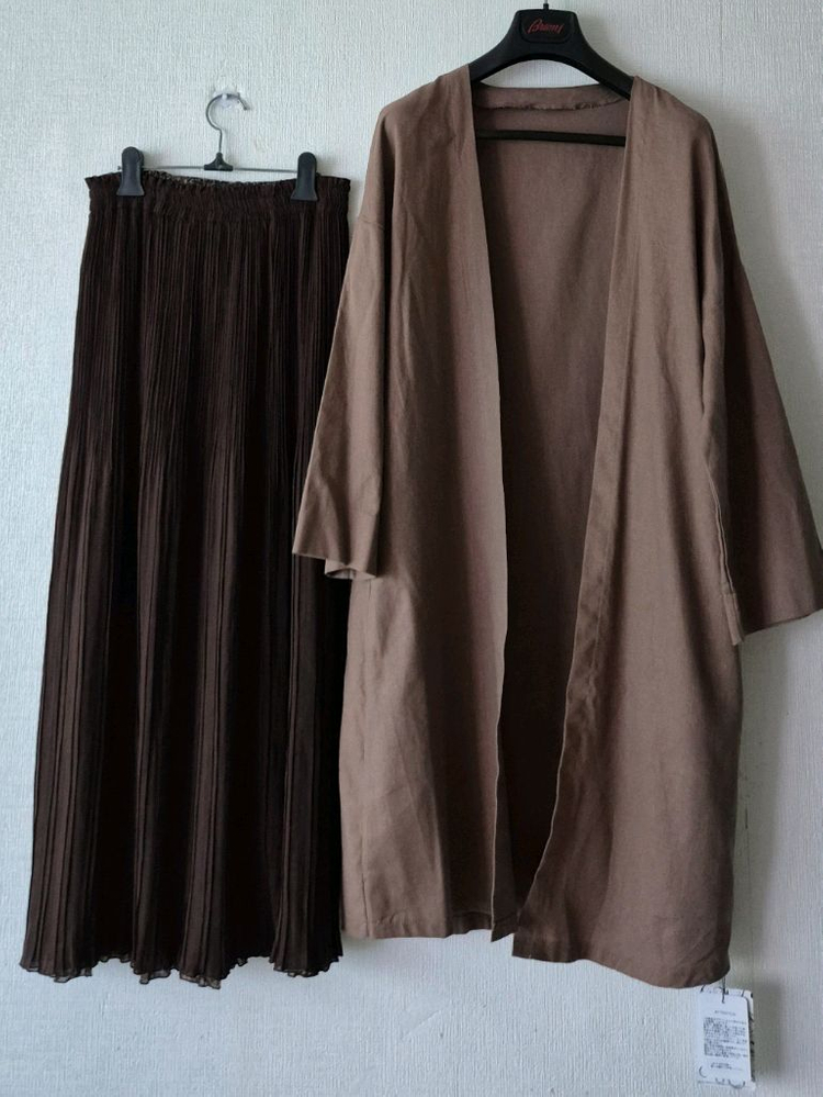 일제 플리츠 탑+일제 양면 플리츠롱스커트+롱자켓가디건 이미지