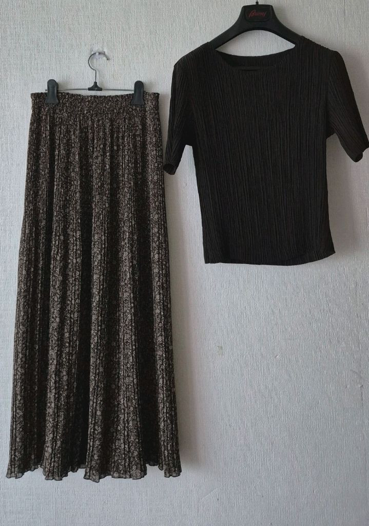 일제 플리츠 탑+일제 양면 플리츠롱스커트+롱자켓가디건 이미지