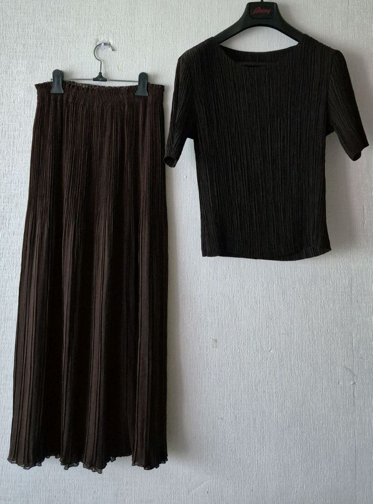 일제 플리츠 탑+일제 양면 플리츠롱스커트+롱자켓가디건 이미지