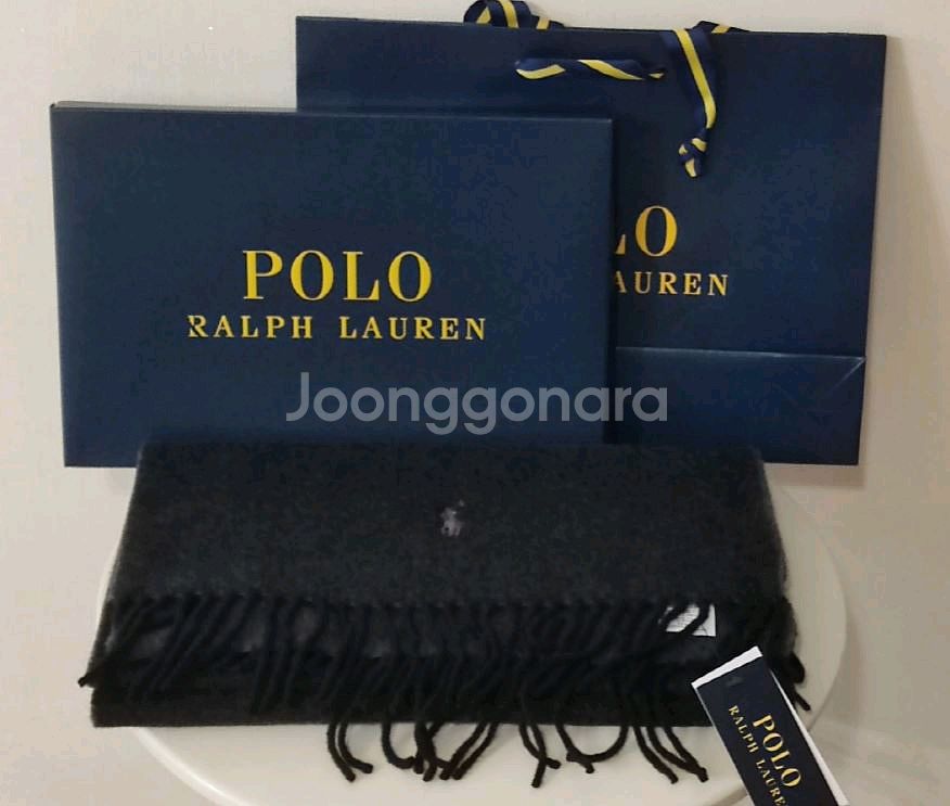 (미개봉) 폴로 리버서블 머플러(블랙/그레이, 울100--1