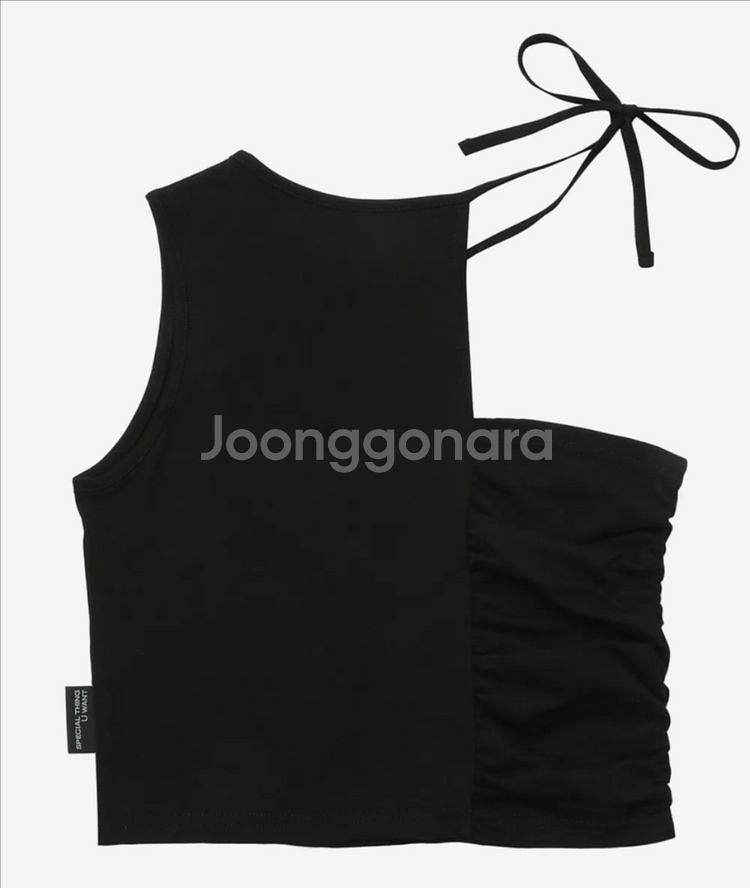 새상품)앤디아더 블랙 셔링 절개 슬리브스--3