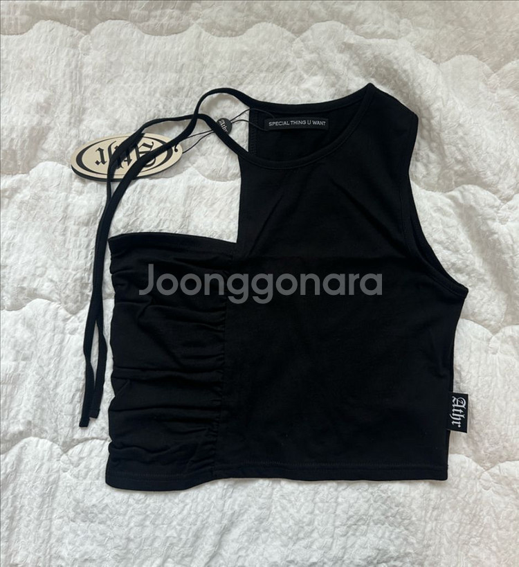 새상품)앤디아더 블랙 셔링 절개 슬리브스--4