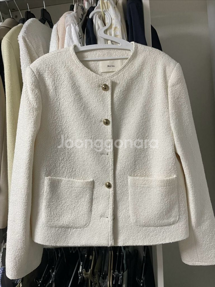 모아빈 아이보리 트위드자켓--3