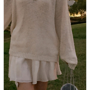 베니토 네트 루즈핏 브이 넥 니트 여름긴팔니트 그물니트