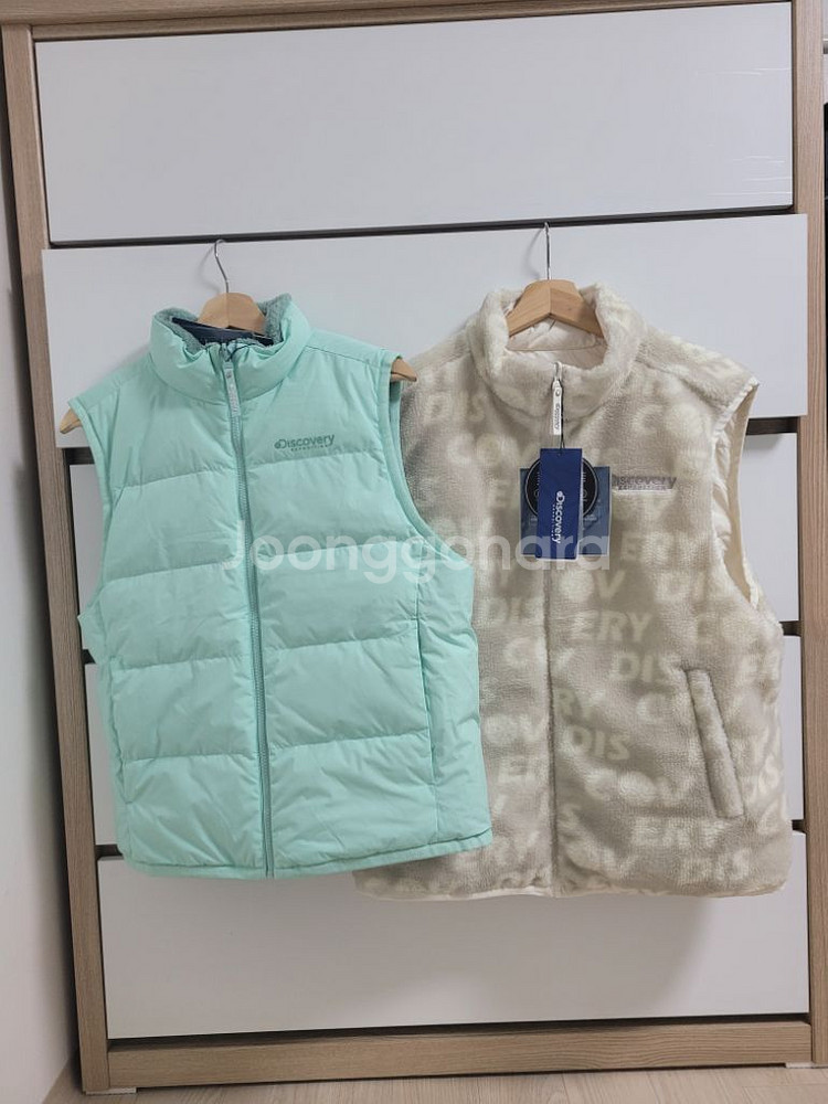 새상품)디스커버리 구스다운 양면 베스트 패딩조끼--0