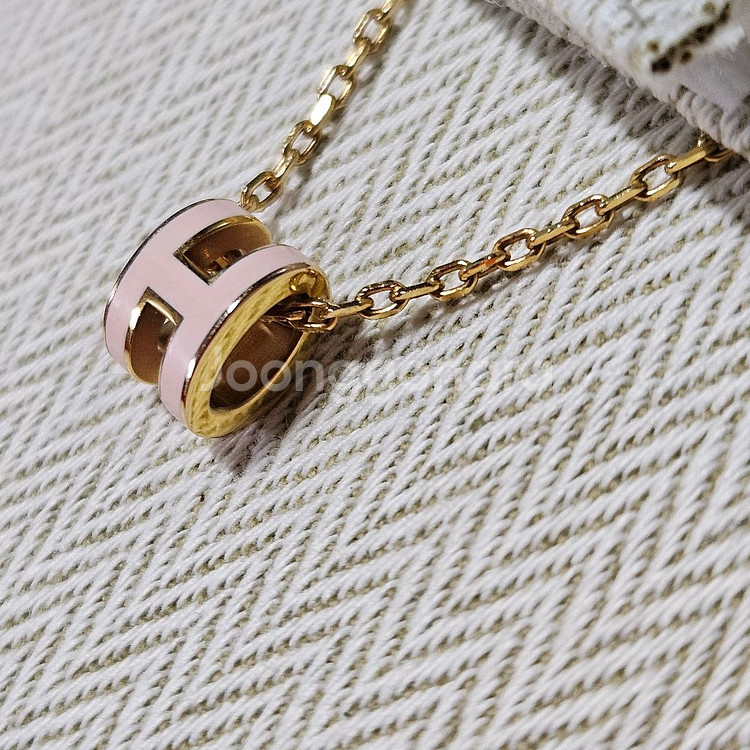 [S급] 에르메스 팝아슈 미니 베이비핑크/골드 목걸이--2