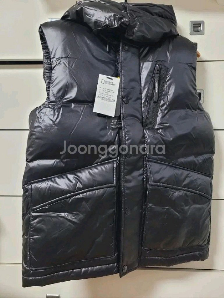 새상품)내셔널지오그래픽 유광 2중후드 패딩조끼 베스트--0