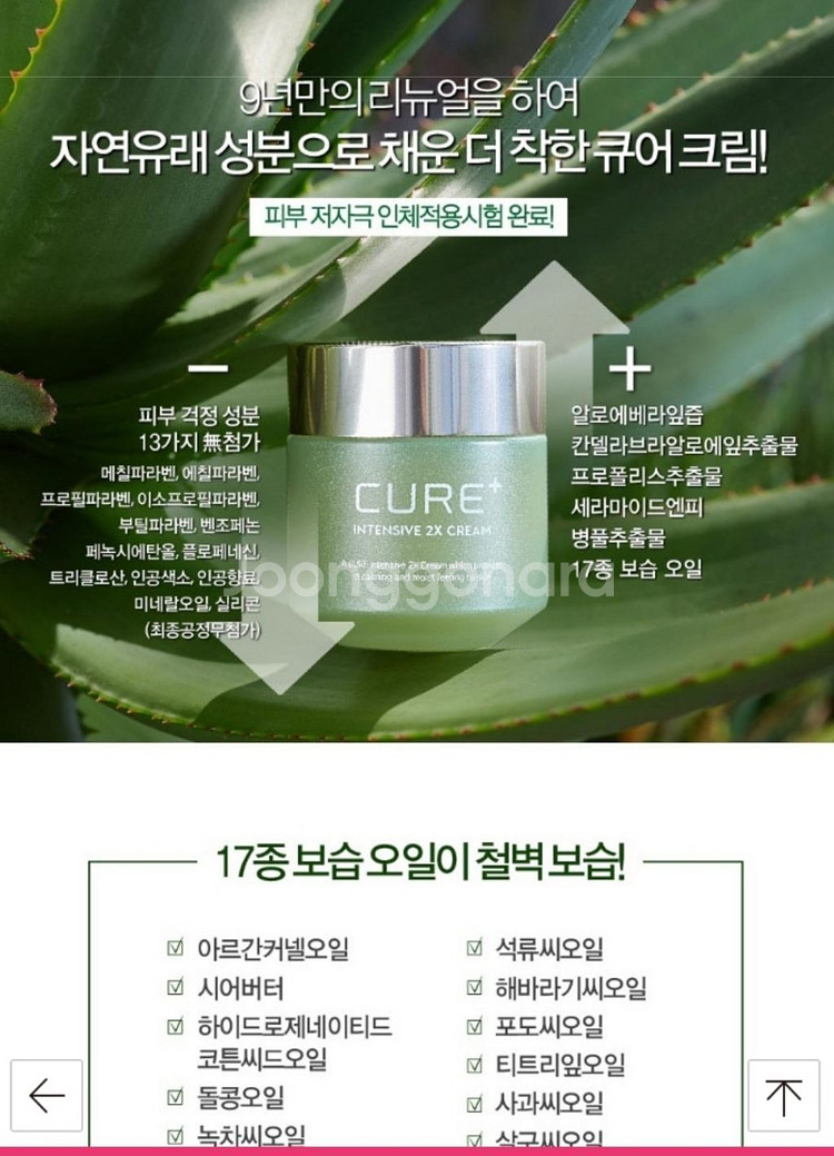 김정문알로에 큐어인텐시브2X크림 최신상--1