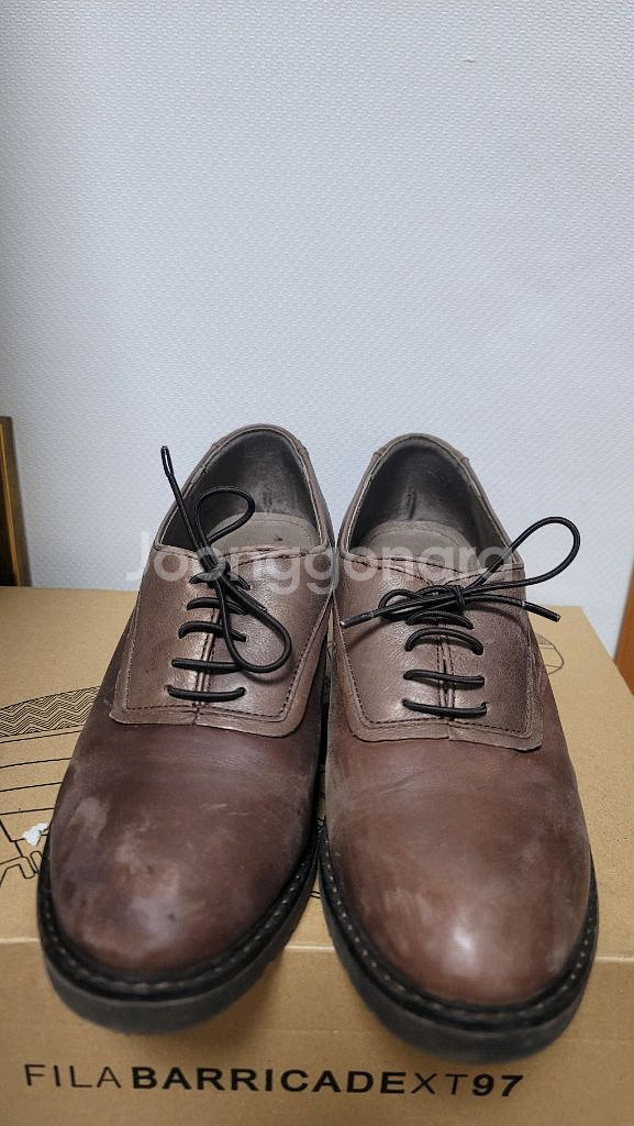 버팔로 브라운 가죽 구두 240(통굽 5cm)--0
