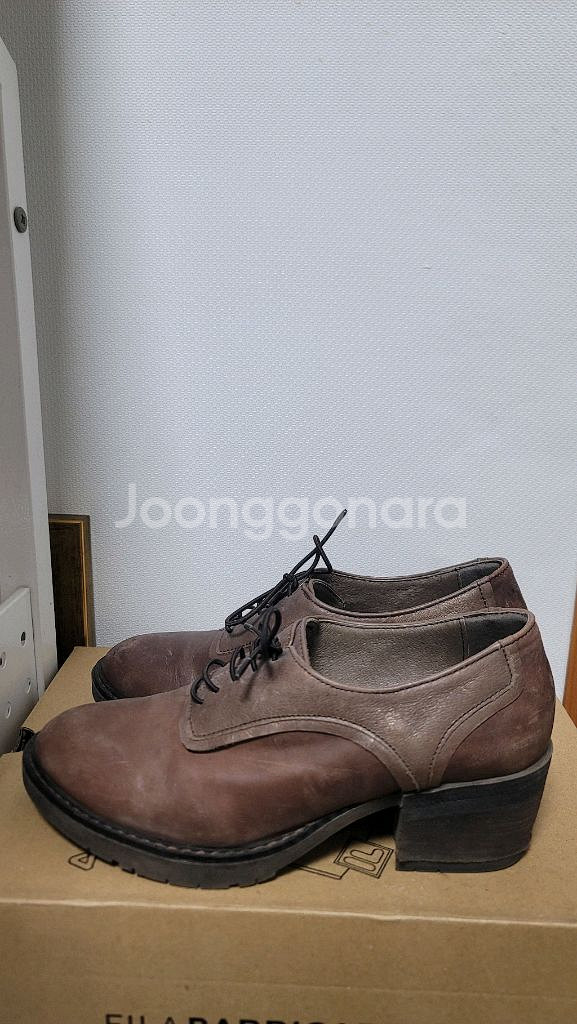 버팔로 브라운 가죽 구두 240(통굽 5cm)--1
