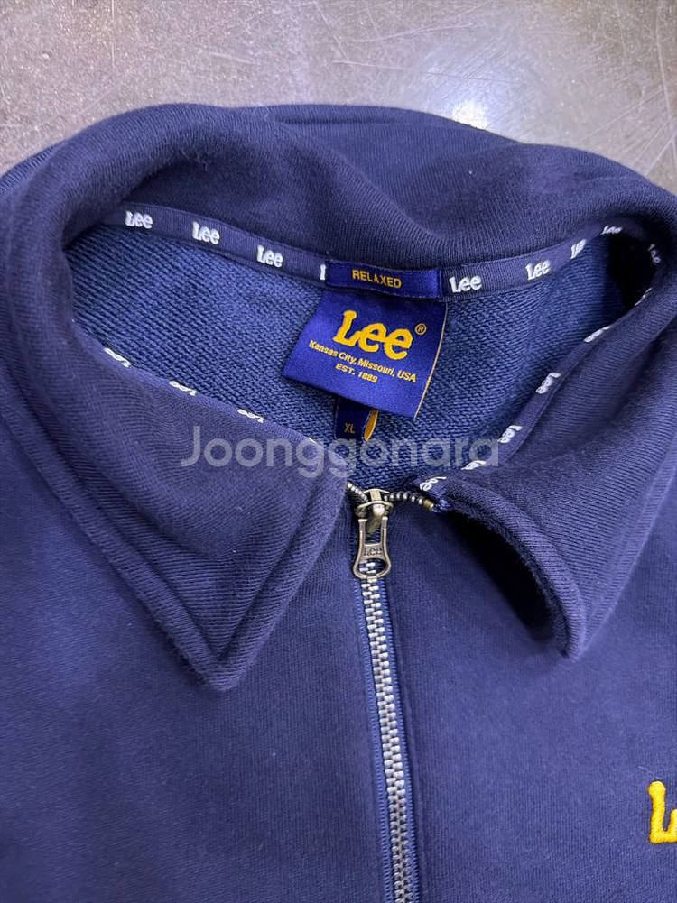 Lee 카라 반집업 맨투맨 티셔츠 네이비 XL--2