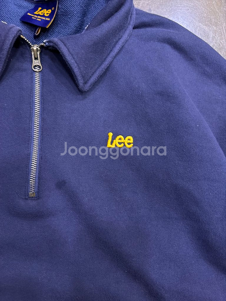 Lee 카라 반집업 맨투맨 티셔츠 네이비 XL--3