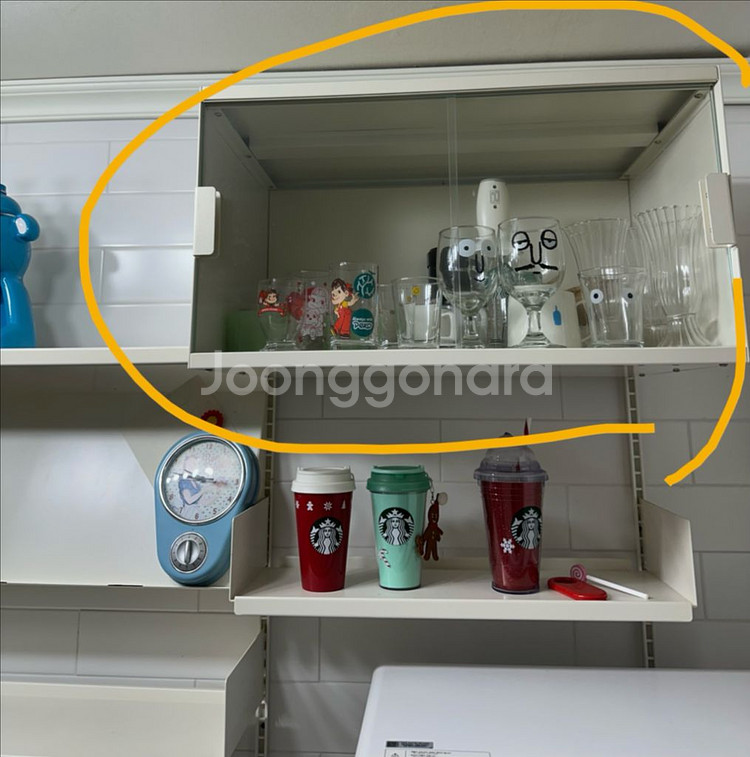 레어로우 시스템선반 유리도어 캐비닛2개--2