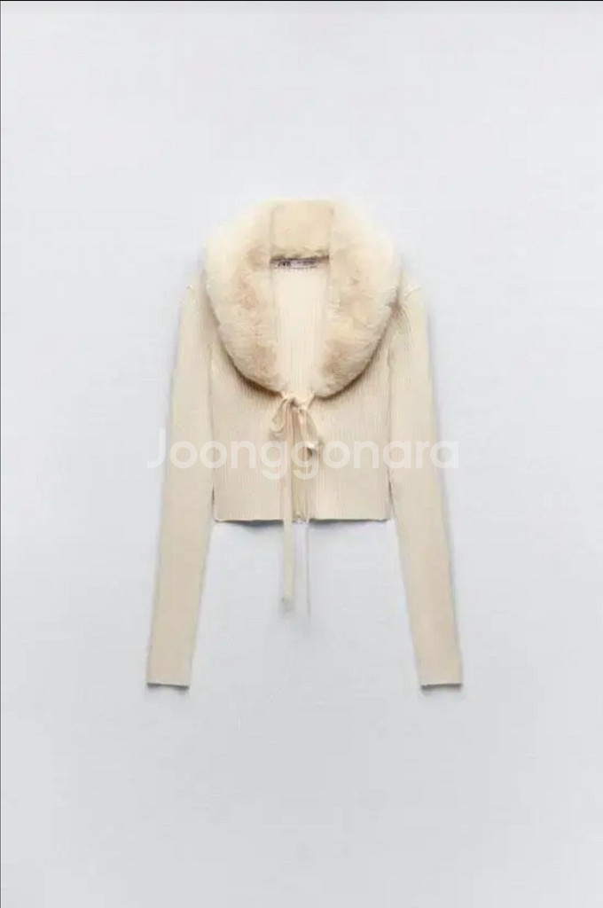 자라 zara 퍼 가디건 m--0