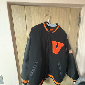 리얼레더 V logo 울 바시티 자켓