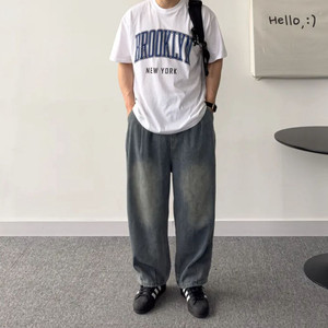 빅레그 연청 청바지 밴딩바지 2XL