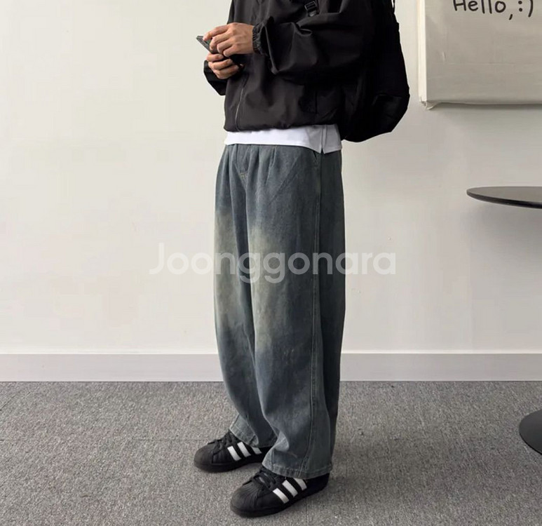 빅레그 연청 청바지 밴딩바지 2XL--1