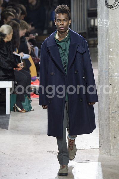 랑방 런웨이 버건디 울 알파카 오버핏 코트--0