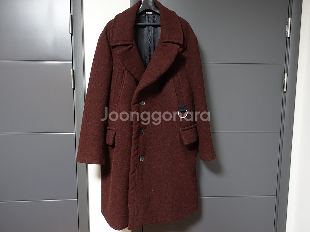 랑방 런웨이 버건디 울 알파카 오버핏 코트--1