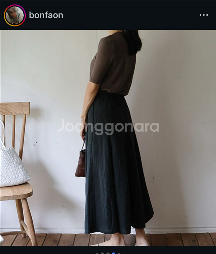 본빠옹 거즈체크플레어스커트--4