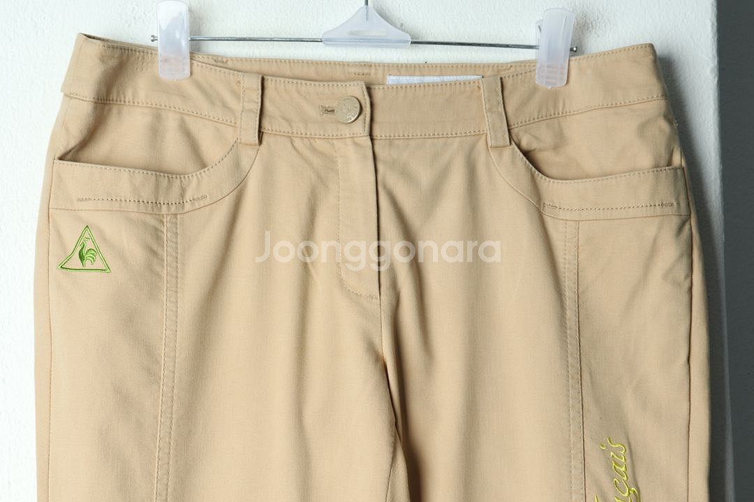 W(L) 르꼬끄 슬랙스 경량 바지 골프 베이지 면--2