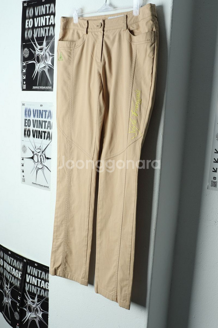 W(L) 르꼬끄 슬랙스 경량 바지 골프 베이지 면--0