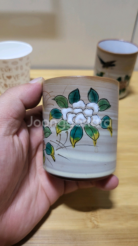 엔틱) 레트로 부부, 커플용 구곡도자기 잔 2점 일괄--3