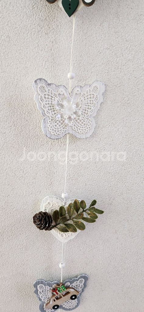 새상품)크리스마스 원목 벽걸이 자동차 조화 하트--6