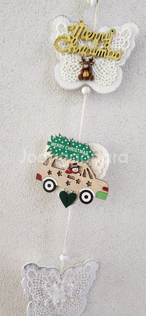 새상품)크리스마스 원목 벽걸이 자동차 조화 하트--5