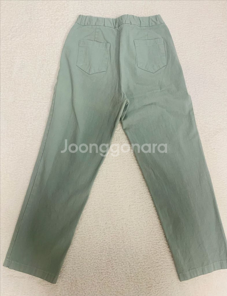 [미착용] 국산 고급 9부 면스판 일자 밴딩 팬츠 민트--1