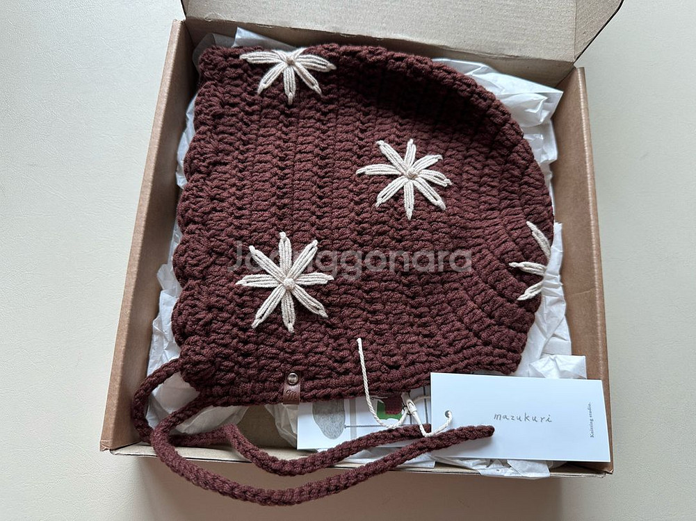 마즈쿠리 자수보넷 브라운 L--1