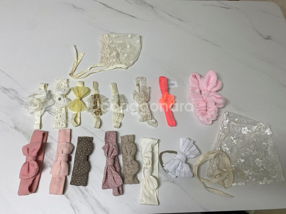 아기 헤어밴드 유아 헤어밴드 및 보넷 일괄--0