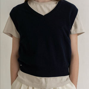 모어올레스 more or less 니트 베스트 네이비