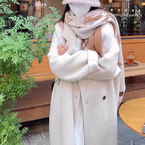 다크그레이 아이보리 롱 코트 양모 울85 캐시미어15