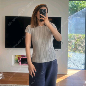 플리츠플리즈 코튼 데님 탑 화이트~