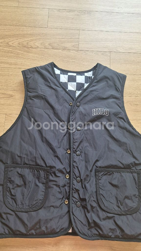 히로 리버시블 체커 베스트 150새것--0