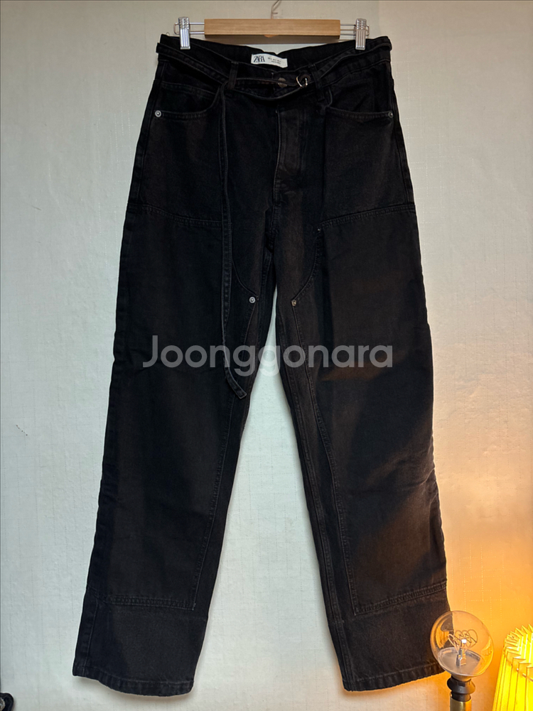 자라 블랙 와이드 데님 팬츠--0