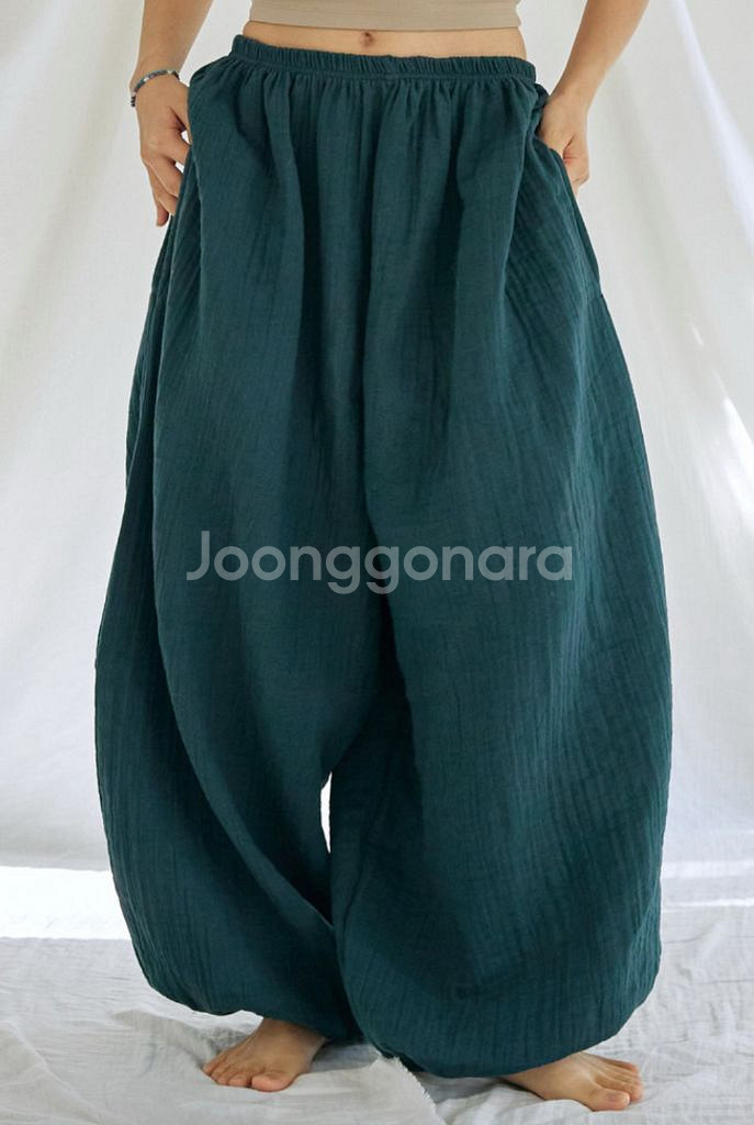 맑음복 바지 그린 레드--0