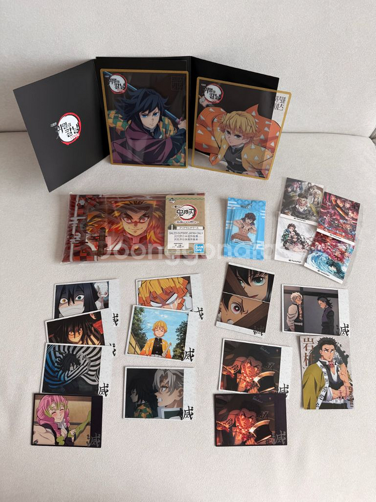 귀멸의칼날 특전 키링 카드 기유 젠이츠 색지 굿즈--0