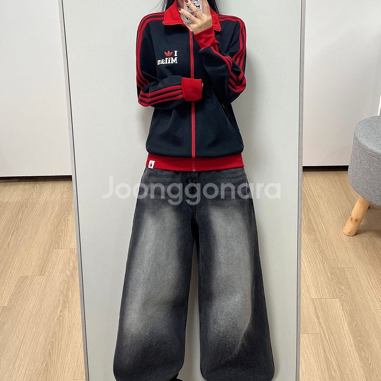아디다스 AC밀란 00s 검빨 트랙탑 져지--0